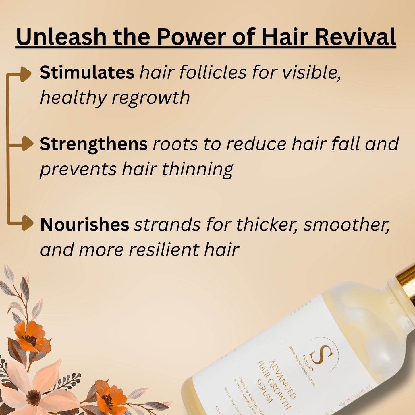 Advanced Hair Growth Serum | Powered by Rosemary, Moringa & Amla to strengthen every strand