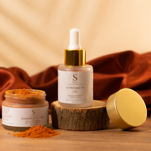 Kumkumadi oil + Kumkumadi scrub